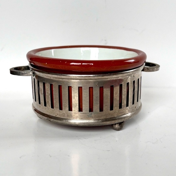Vintage Guernsey Cooking Ware Custard Cup W/ Silver Holder Klever Kraft - Picture 2 of 8